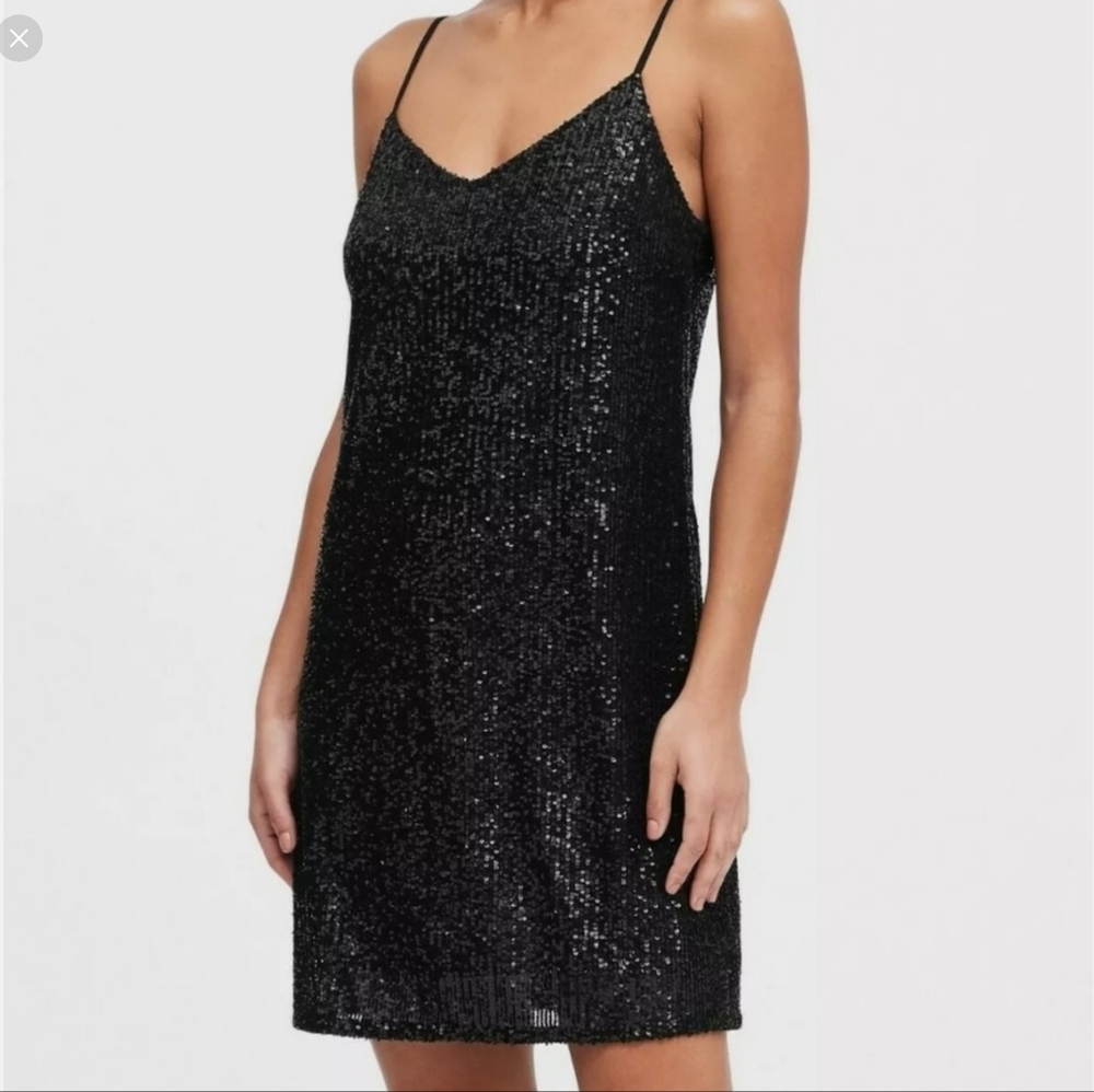 Banana Republic Black Squin Mini Dress XS 2